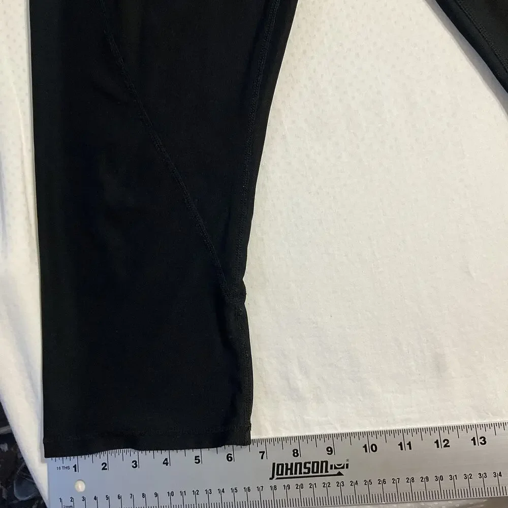 Reebok Women Activewear Pants M Black Yoga Capri Legging Logo 20
